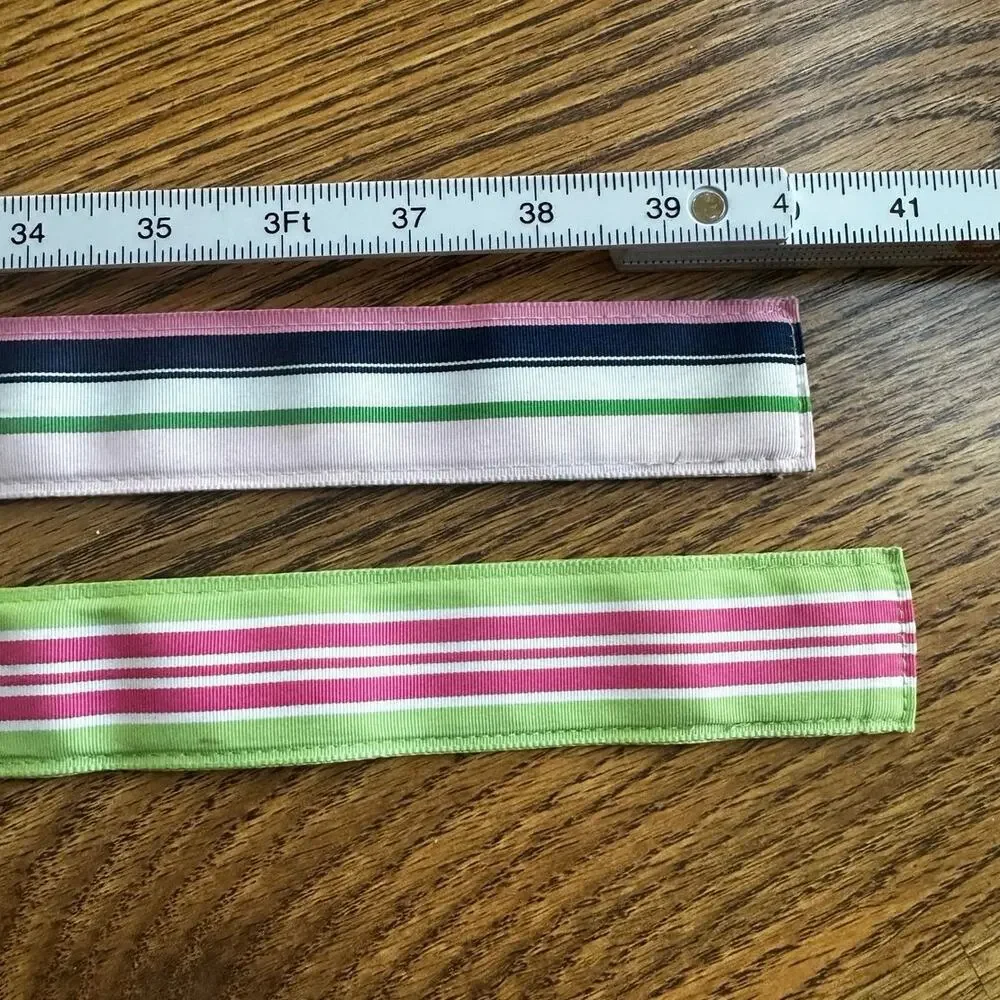 J. Crew Vintage Belt S/M Preppy Adjustable Ribbon Striped Two Belt Bundle - Picture 6 of 6